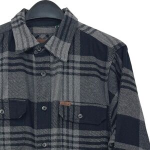 Orvis Flannel Shirt Jacket Shacket Mens M Cotton Blend Grey Plaid Pockets 13125